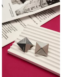 Клипсы «Тренд» квадрат, цвет серебро арт. СМЛ-275281-2-СМЛ0010826432