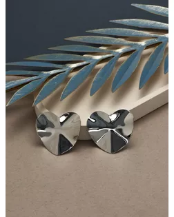 Клипсы «Тренд» сердечко, цвет серебро арт. СМЛ-275282-2-СМЛ0010826434