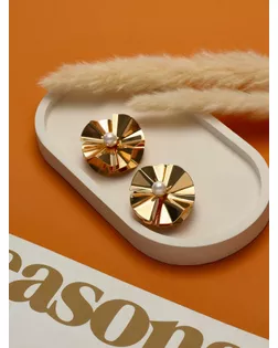 Клипсы «Тренд» объёмный цветок, цвет золото арт. СМЛ-275285-1-СМЛ0010826444