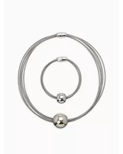 Набор 2 предмета: колье, браслет «Бусина на нитях», цвет серебро арт. СМЛ-279813-1-СМЛ0010904908