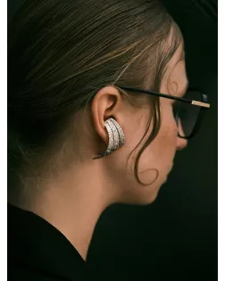 Серьги металл «Трио» объёмные, цвет серебро арт. СМЛ-279817-1-СМЛ0010906115