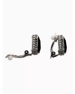 Клипсы "Винтаж" прямоугольник грань, цвет чёрный в чернёном серебре арт. СМЛ-280562-1-СМЛ0010904948