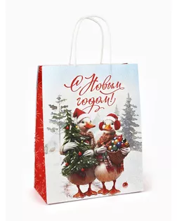 Набор пакетов крафтовых «С Новым счастьем!», 10 шт, 21 × 27 × 11 см арт. СМЛ-280755-1-СМЛ0010864367