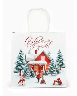 Набор пакетов крафтовых «Новогодний», 10 шт, 22 × 22 × 11 см арт. СМЛ-281138-1-СМЛ0010864369