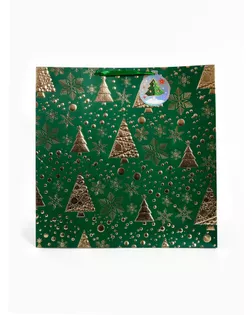 Подарочный пакет «Новогодний», зелёный 40 × 40 × 40 см арт. СМЛ-281145-1-СМЛ0010878847