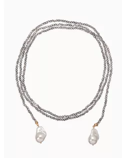 Бусы "Нить стекла" с подвесами жемчуг, L=120см №2, цвет серый АВ арт. СМЛ-281553-1-СМЛ0010936619