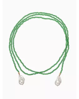 Бусы "Нить стекла" с подвесами жемчуг, L=120см №2, цвет бело-зелёный арт. СМЛ-281554-1-СМЛ0010936621