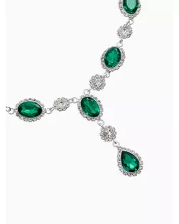 Набор 2 пред-а: серьги, колье "Вечерний шик" овал, цвет бело-изумрудный в серебре арт. СМЛ-282157-1-СМЛ0010937458