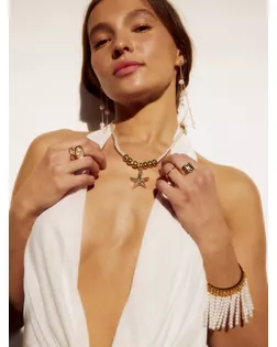 Браслет жемчужный "Кольцо", цвет белый в золоте, бусина 6 арт. СМЛ-282759-1-СМЛ0010936556