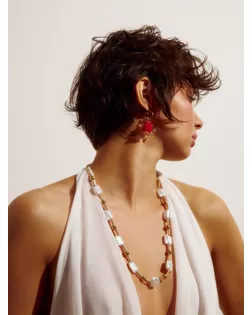 Бусы "Жемчуг" майорика прямоугольник, цвет белый в золоте арт. СМЛ-282557-1-СМЛ0010905808