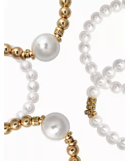 Браслет "Стильный жемчуг" (набор 5шт), №8/16, цвет белый в золоте арт. СМЛ-282582-1-СМЛ0010936464