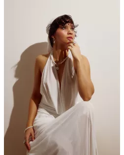 Набор 2 предмета: бусы. браслет «Жемчуг. Ракушка вонголе», L=18/42 см, №8, белый в серебре арт. СМЛ-282867-2-СМЛ0010936543