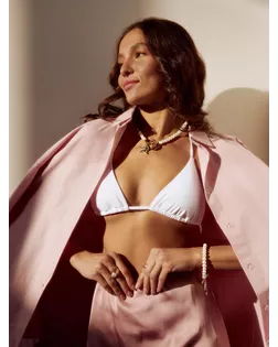 Набор 2 пред-та: бусы.браслет "Жемчуг", ракушка, цвет белый в золоте L=18/42см №8 арт. СМЛ-282594-1-СМЛ0010936551