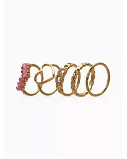 Набор колец 5 шт "Новый стиль" сердца,бесконечность, р-р МИКС, цвет бело-розовый в золоте арт. СМЛ-282629-1-СМЛ0010937094