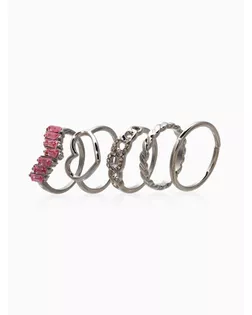 Набор колец 5 шт "Новый стиль" сердца,бесконечность, р-р МИКС, цвет бело-розовый в серебре   1093709 арт. СМЛ-282630-1-СМЛ0010937095