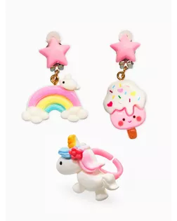 Набор детских украшений "Выбражулька" единорог, сладости, 3 предмета: клипсы, кольцо, бусы   1093720 арт. СМЛ-282655-1-СМЛ0010937201