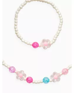 Набор детский «Выбражулька» 2 предмета: бусы, браслет, цветы, жемчуг, цвет бело-розовый арт. СМЛ-283021-1-СМЛ0010937194