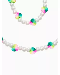 Набор детский "Выбражулька" 2 пред-а: бусы, браслет, жемчуг, сердца, цвет бело-разноцветный   109606 арт. СМЛ-283539-1-СМЛ0010960606
