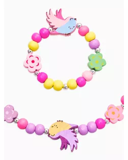 Набор детских украшений "Выбражулька" птички, 2 предмета: бусы, браслет, разноцветный арт. СМЛ-283706-1-СМЛ0010960598