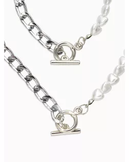 Набор 2 пред-а: колье,браслет "Жемчуг сердце с цепочкой" 18/42, цвет белый в серебре арт. СМЛ-283746-1-СМЛ0010937128