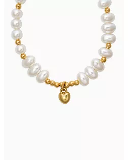 Браслет жемчуг "Рисинкис сердцем" , цвет белый в золоте арт. СМЛ-283780-1-СМЛ0010936498