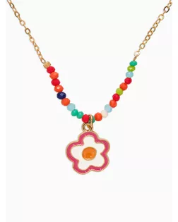 Бусы детские "Выбражулька" бисер, цветок, 41 см, белые в золоте арт. СМЛ-283783-1-СМЛ0010960621