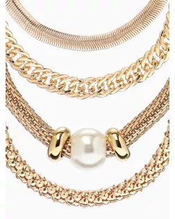 Браслет "Стиль" (набор 3шт) плетение, звенья, цвет белый в золоте арт. СМЛ-283790-1-СМЛ0010967826