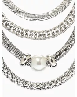 Браслет "Стиль" (набор 3шт) плетение, звенья, цвет белый в серебре арт. СМЛ-283791-1-СМЛ0010967827