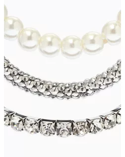 Браслет "Стиль" (набор 3шт) шар №8, со стразинками, тянется, цвет белый в серебре арт. СМЛ-283793-1-СМЛ0010967829