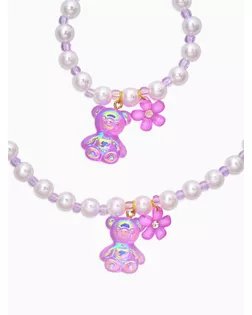 Набор детский "Выбражулька" 2 пред-а: бусы, браслет, мармеладный мишка, бело-фиолетовый арт. СМЛ-283906-1-СМЛ0010967619