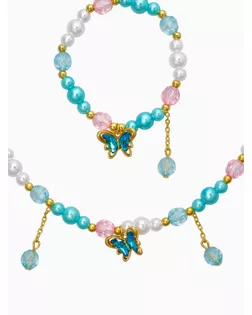 Набор детский "Выбражулька" 2 пред-а: бусы, браслет, бабочка с бусиной, розово-голубой арт. СМЛ-283907-1-СМЛ0010967621