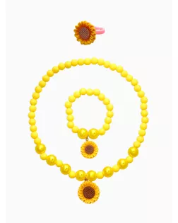 Набор детский «Выбражулька. Цветок Подсолнух», 3 предмета: бусы, браслет, кольцо безразмерное, желтый арт. СМЛ-284427-1-СМЛ0010967663