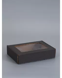 Коробка самосборная, черная с окном, 21 х 15 х 5 см арт. СМЛ-285013-1-СМЛ0010989318