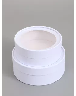 Подарочный набор коробок 2 в 1 круглых, «Белая» с окном, 21×7 - 18×6 см арт. СМЛ-285420-1-СМЛ0011007734