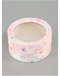 Коробка тубус с окном «Бабочки», 12 х 12 х 5 см арт. СМЛ-285377-1-СМЛ0010960399