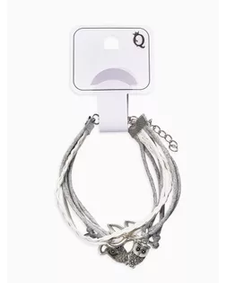 Браслет кожа "Совушки" 5 нитей, цвет бело-серый арт. СМЛ-20654-3-СМЛ0872001