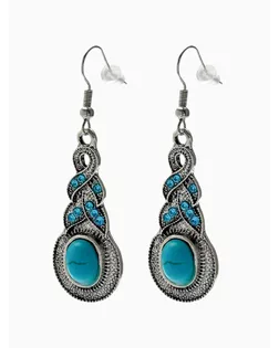 Серьги "Бирюзовый мир" коса, цвет голубой в серебре арт. СМЛ-25266-1-СМЛ0954989