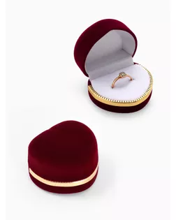 Футляр под кольцо "Сердце" 4*5, цвет бордовый с золотом арт. СМЛ-22061-1-СМЛ0097921