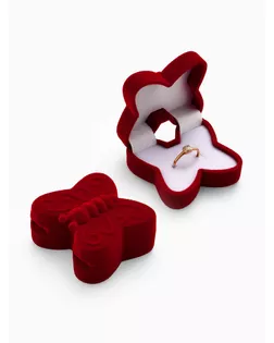 Футляр под серьги/кольцо "Бабочка", 5*5,5*2,5, цвет красный, вставка белая арт. СМЛ-25392-1-СМЛ0097922