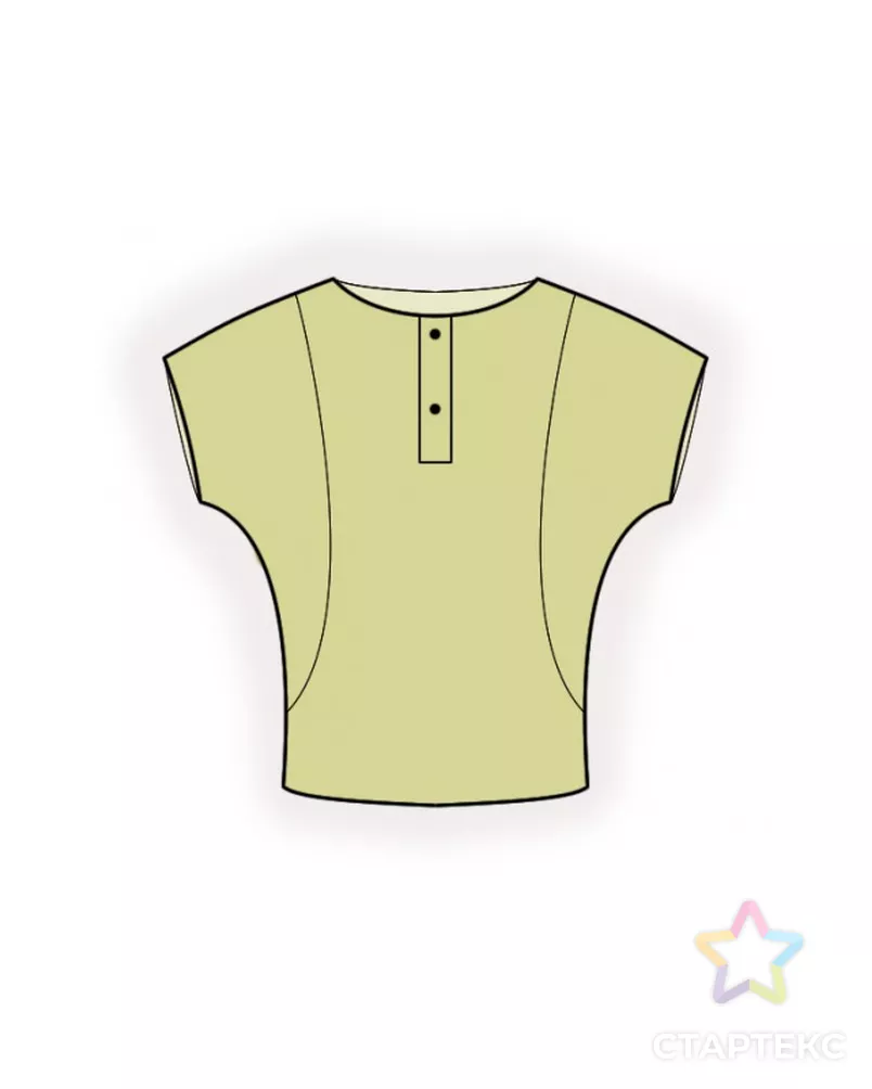 Выкройка: блузка с рукавом летучая мышь арт. ВКК-3363-7-ЛК0002401 - рис. 1