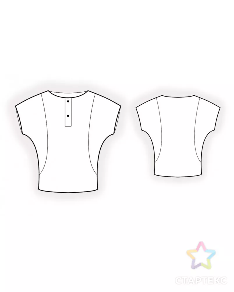 Выкройка: блузка с рукавом летучая мышь арт. ВКК-3363-7-ЛК0002401 - рис. 2