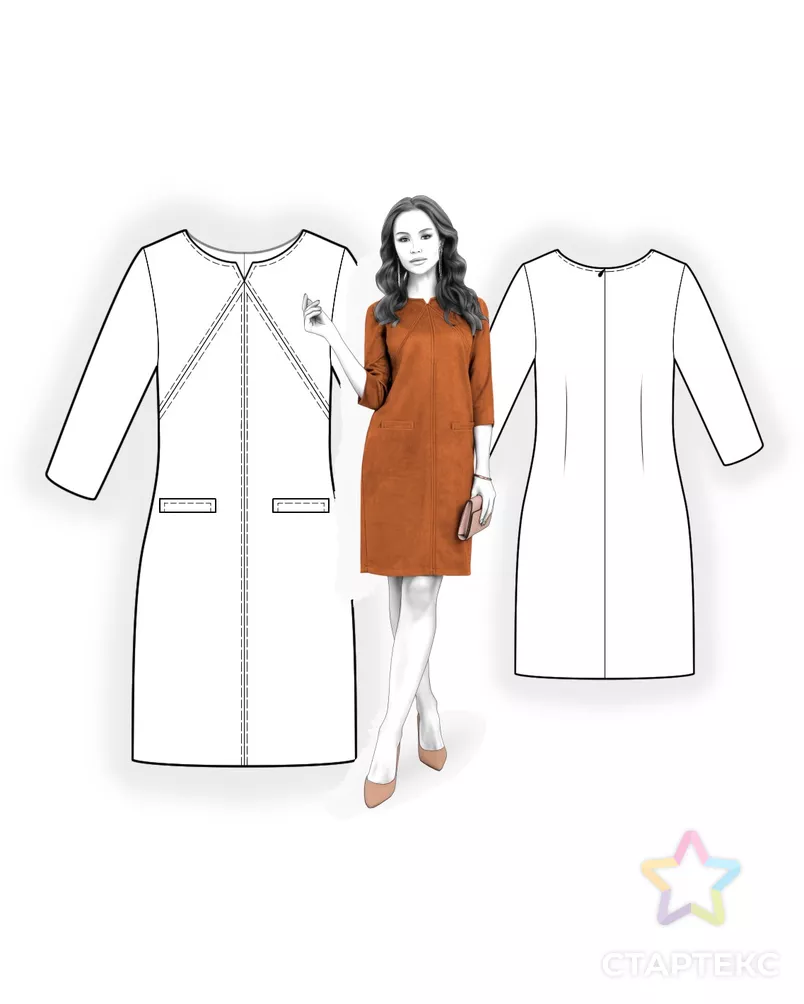 Выкройка: платье с косыми рельефами арт. ВКК-4409-3-ЛК0002529 - рис. 3