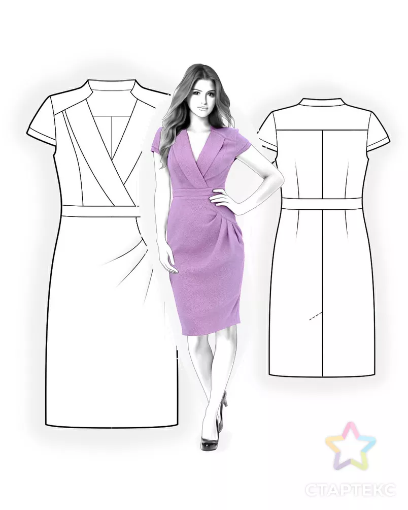 Выкройка: платье со складками на юбке арт. ВКК-1353-11-ЛК0004275 - рис. 3