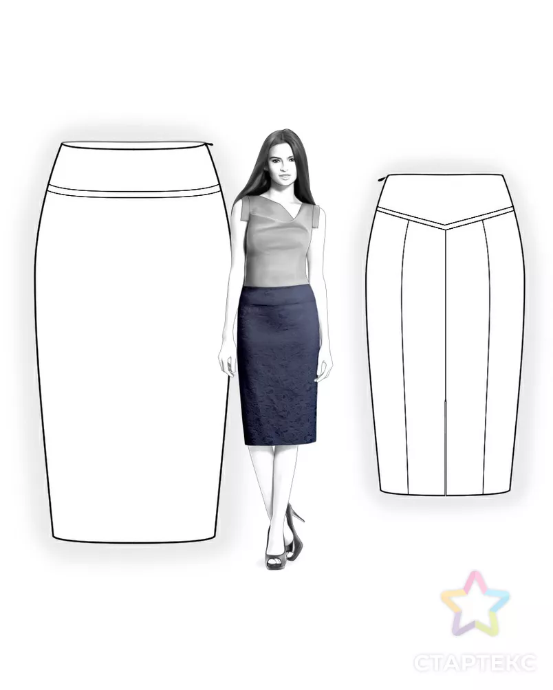Выкройка: юбка с кокеткой арт. ВКК-1407-3-ЛК0004327 - рис. 3