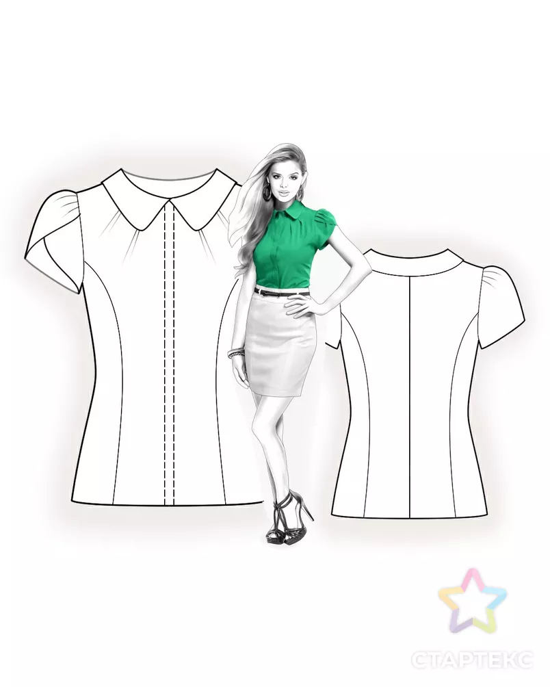Выкройка: блузка с пышным рукавом арт. ВКК-1226-2-ЛК0004379 - рис. 3