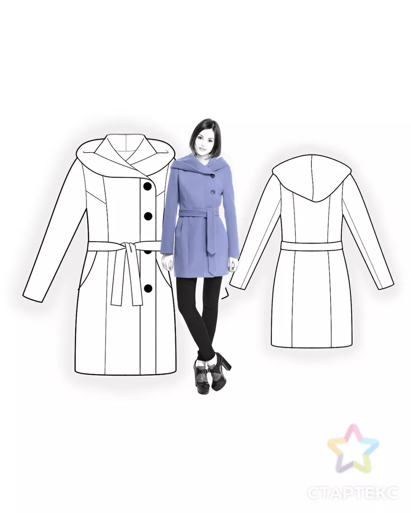 Выкройка: пальто с капюшоном арт. ВКК-175-8-ЛК0004383 - рис. 3