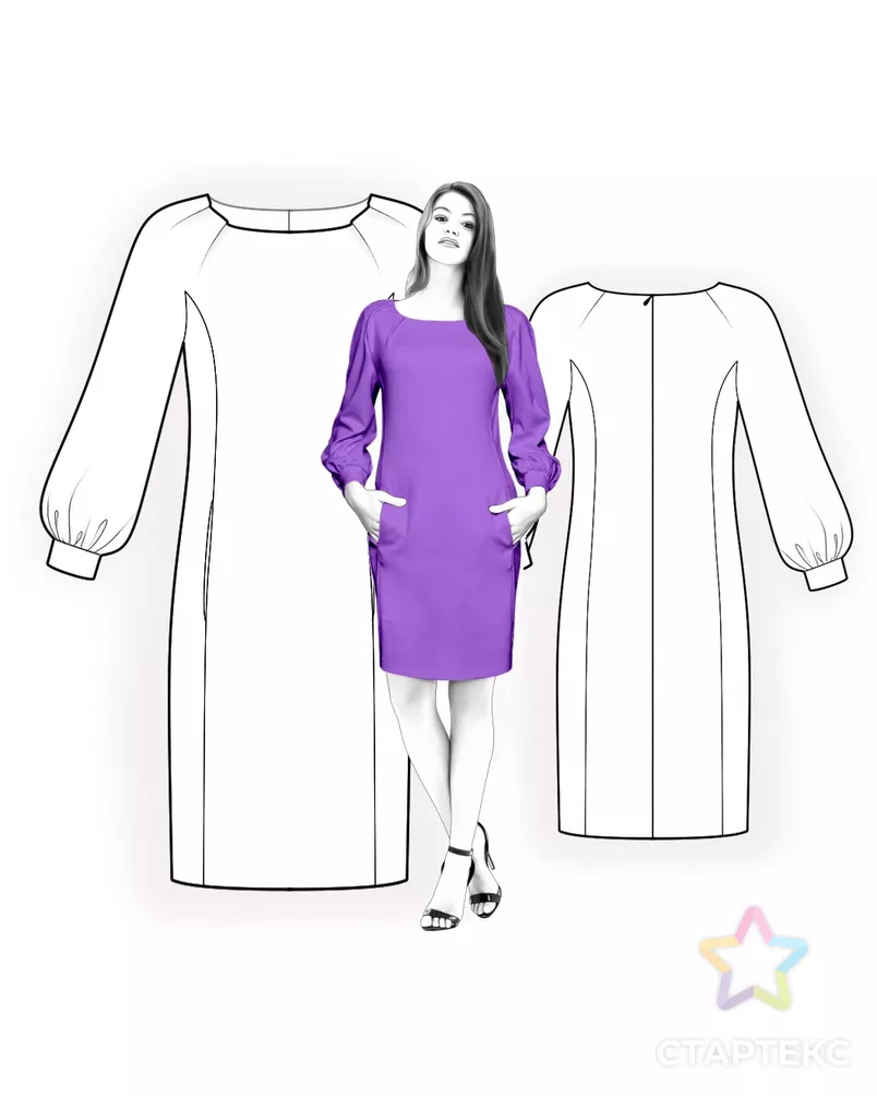Выкройка: прямое платье арт. ВКК-1460-10-ЛК0004507 - рис. 3
