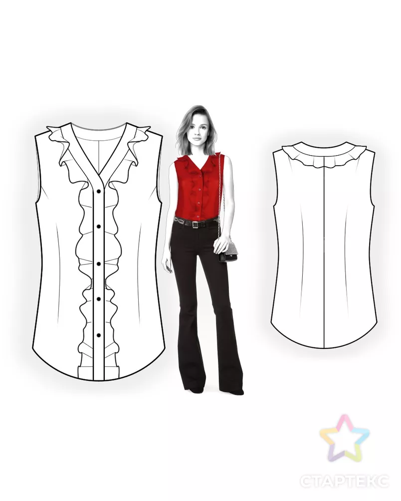 Выкройка: блузка без рукавов арт. ВКК-233-9-ЛК0004560 - рис. 3