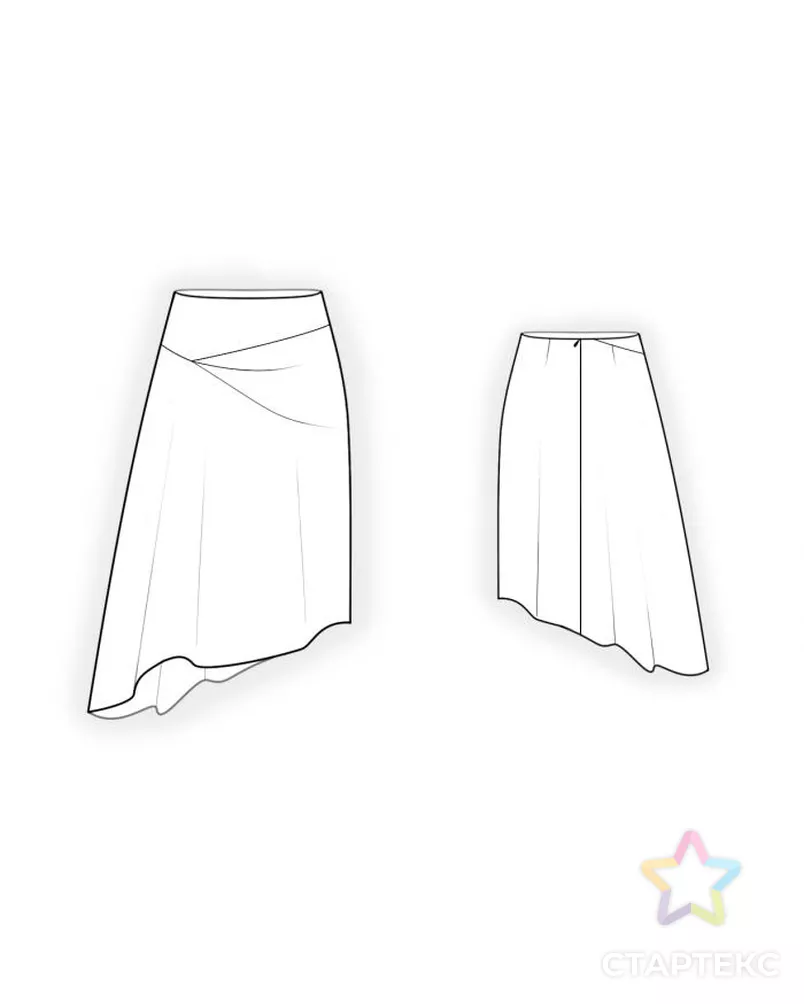 Выкройка: юбка со сложным передом арт. ВКК-3642-3-ЛК0004634 - рис. 2