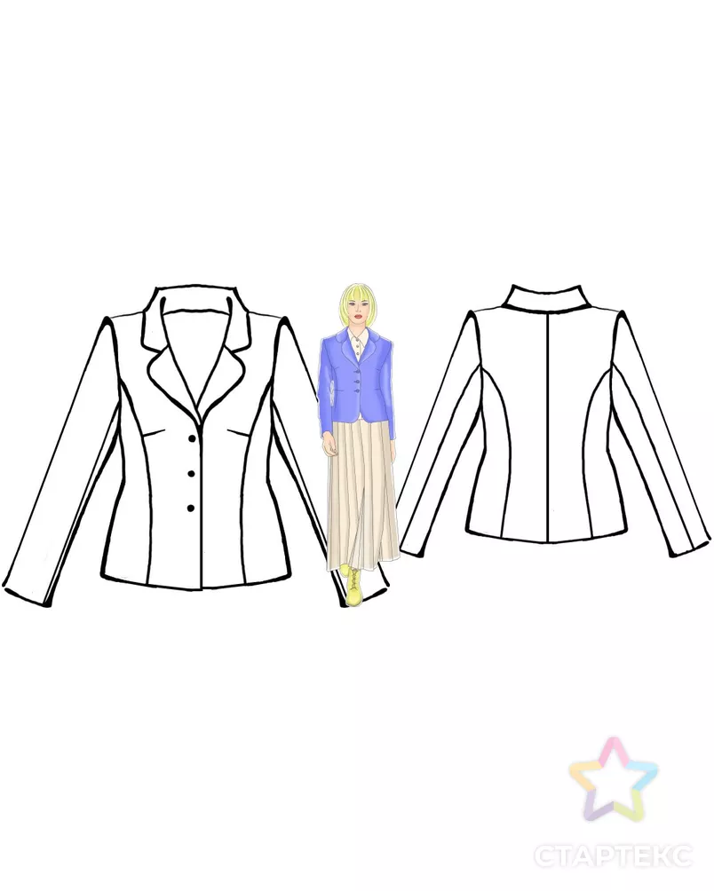 Выкройка: жакет с нагрудной вытачкой в рельефе арт. ВКК-1337-12-ЛК0005012 - рис. 3